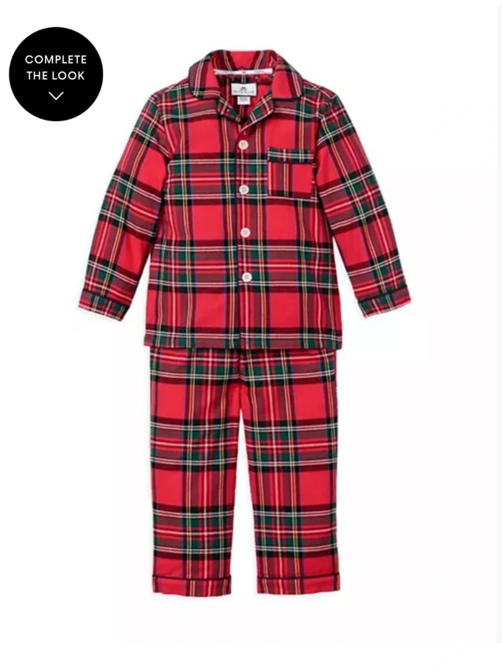 Petite Plume unisex Red Tartan Flannel Kids Pajama Set